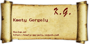 Kmety Gergely névjegykártya